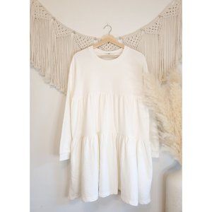 Natural Life White Long Sleeve Tiered Sweatshirt Dress M